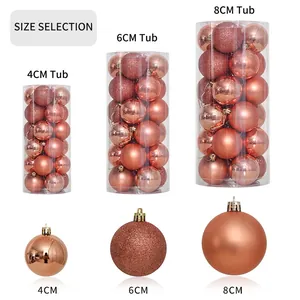 Lot de boules de Noël or rose avec finitions brillantes et mates en emballage transparent