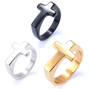 Minimalist Cross Ring Stainless Steel Polished Personalized Trendy Religious Jewelry For Men And Women Gift Accessory