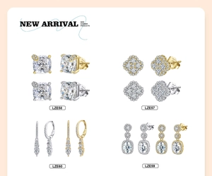Detailed collection of S925 silver earrings in four styles with gold and silver finishes