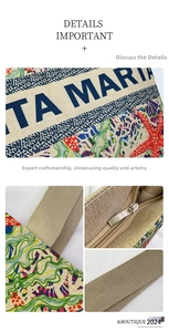 Detail showing the star and wave pattern on a woven linen tote with zipper closure