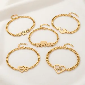 Bracciale Moda Titanio Acciaio Inossidabile Minimalista Cuore Elefante Farfalla Infinito Gioielli Delicati Per Donne