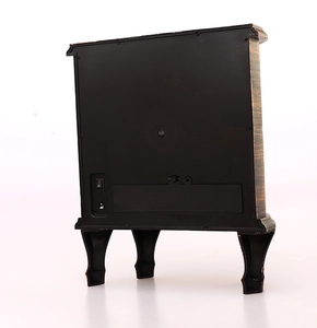 Rear view of vintage lantern showing power switch, DC input jack, and battery compartment
