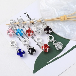 Sparkling crystal ball heart pendants in multi-colors with silver tone metal frames