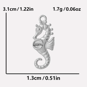 Silver 304 stainless steel seahorse pendant dimensions 3.1cm height and 1.3cm width