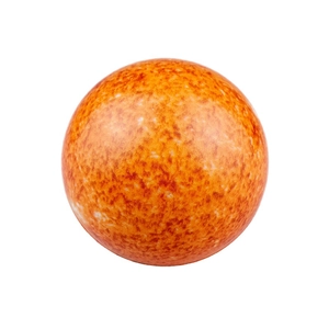 Close-up of PU foam solar system sun model ball with orange and yellow marble texture