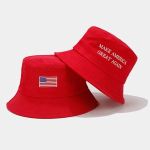 Chapeau Bob Coton Protection Solaire Extérieur Drapeau Américain Slogan Lettres Broderie Casual Hommes Femmes