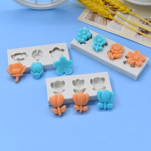 Kleine Blumen Silikonform Gemischte Blumen Fondant Schokoladenform Für Tortendekoration DIY Ton Harz Handwerk Werkzeuge