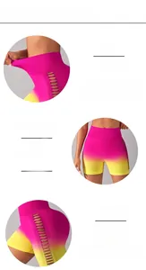 Détail du short de yoga dégradé extensible avec découpe latérale et tissu respirant