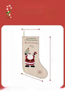 Detail showing 46cm Christmas stocking with Santa embroidery and Christmas Joy text