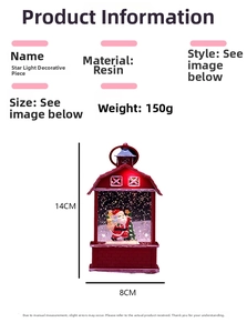 Detail of red Santa Claus resin lantern with star light for Christmas table decoration