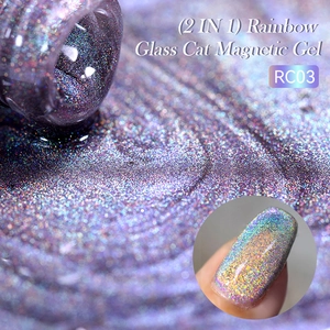 Rainbow glass cat magnetic gel RC03 with 2-in-1 laser reflective glitter effect