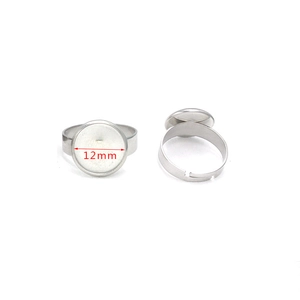 Macro detail of 12mm silver stainless steel ring base blank for DIY jewelry making