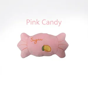Jouet peluche rose en forme de bonbon pour chiens avec broderie Sugar et petit citron