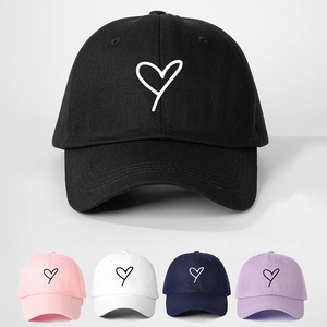 Heart Pattern Baseball Cap Adjustable Sunshade Outdoor Casual Polyester Twill Curved Brim Hat For Men Women