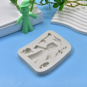 Halloween silicone mold featuring ghost and pumpkin designs for soap and candle making