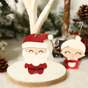 Handcrafted wooden Santa Claus and Christmas dolls hanging ornaments for tree decoration