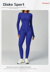 Detail of navy blue athletic bodysuit with contrast stitching and high-elastic fabric