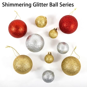 3cm sparkling glitter Christmas balls in red gold and silver for tree holiday decoration