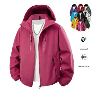 Veste outdoor softshell à capuche pour femme, coupe-vent en magenta et diverses couleurs
