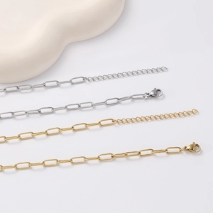 18K gold plated stainless steel paperclip link chain necklace with lobster clasp