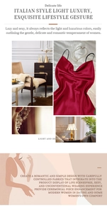 Close-up of wine red satin slip dress with crisscross straps and silky texture