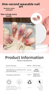 Detail view of 24pcs press-on nails with lemon and glitter motifs in sweet 3D relief style