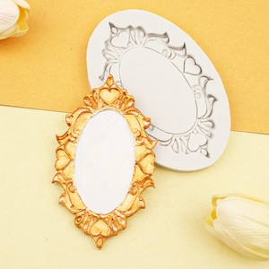 Baroque style oval silicone frame mold for DIY chocolate and resin crafts projects