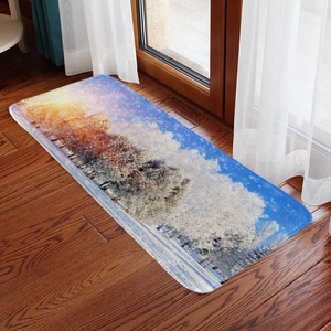 Winter Forest Snow Floor Mat Flannel Absorbent Non Slip Indoor Rug For Kitchen Bathroom Entryway Decorative