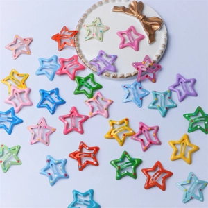 Barrettes à cheveux en métal en forme d'étoile avec pois colorés pour filles