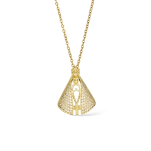 18K gold plated Our Lady of Aparecida necklace with white zircon cross pendant