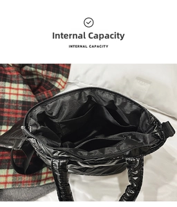 Macro shot showing internal capacity with zippered pocket and open compartments