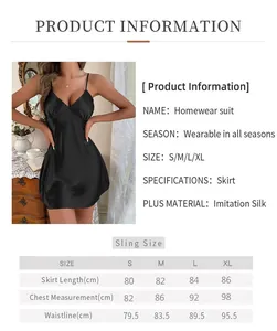 Tableau des tailles pour chemise de nuit en soie noire avec mensurations