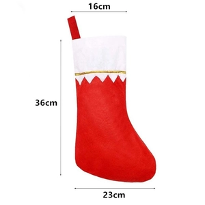 Classic red Christmas stocking with white gold trim cuff and dimension 16x36x23cm