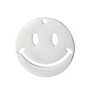 Polished stainless steel smiley face pendant with hollow design for hip-hop jewelry making