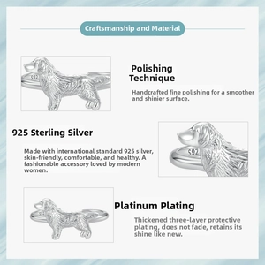 Detail shot of the S925 sterling silver stamp and polished finish on the puppy ring