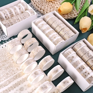 Gold Stamping Washi Tape Decorative Adhesive Masking Tape Vintage Floral Patterns For DIY Scrapbooking Bullet Journaling Gift Wrapping