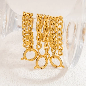 Minimalist 18K gold plated stainless steel cable bracelets with circular spring clasps