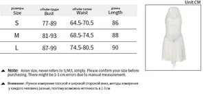 Detailed size chart for backless lace mini dress with bust and waist measurements