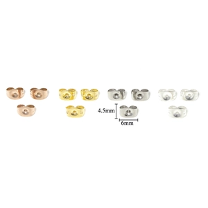 Flat disc earring posts with loops and backs in gold, rose gold, and silver finishes