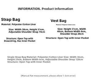 Size specifications for polyester floral tote bags with drawstring and ribbon details