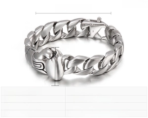 Detailed size specifications for stainless steel Cuban chain bracelet with boxing glove
