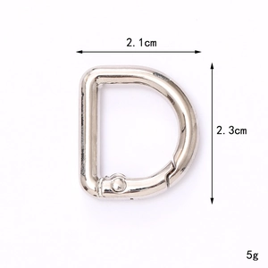 Silver D-ring lobster clasp for bags and keychains with 2.1cm width and 2.3cm height