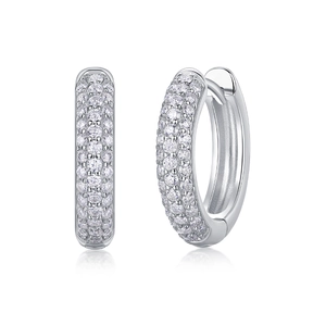 Elegant S925 sterling silver hoop earrings with shimmering moissanite pave setting