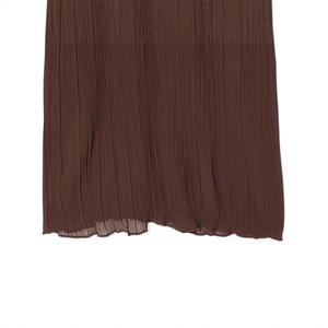Elegant dark brown pleated midi dress with a stylish belt for a minimalist woman's look