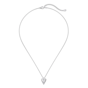 Minimalist S925 sterling silver heart necklace with micro-set zircon and brushed finish