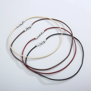 Minimalist wax cord necklace set with 45cm stainless steel clasps in multiple colors