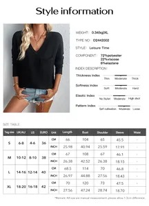 Tableau des tailles pour haut en maille col V femme avec détails des mesures