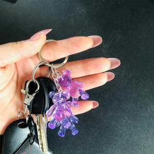 Translucent purple jelly bear keychain set featuring two cute bear charms on a ring