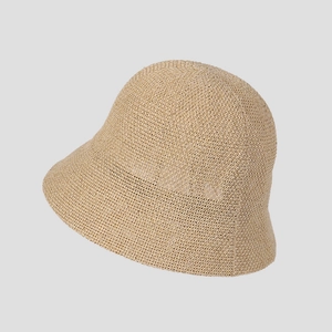 Close-up of the breathable fine-knit texture on a beige summer fisherman sun hat