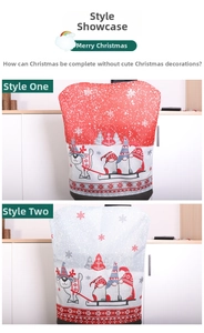 Détails de motifs de gnomes de Noël et rennes sur le tissu de la housse de chaise